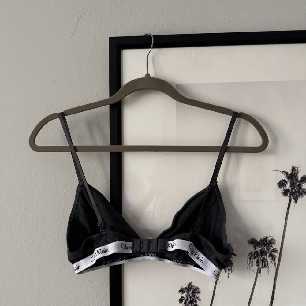 Calvin Klein | EUC Icon Cotton Modal Lightly Lined Triangle Bralette Gray Large - Picture 4 of 7